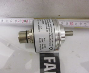 Энкодер
TA58-0360-GYE-ID (bis 08/2018_ V2400)
Absolutwertgeber ROTARCOD
Auflösung: 360 Info/Umdr., 9 Bit
Spannungsversorgung: 10-30 VDC
Code: Gray Excess
Ausgang: Parallel Push-Pull
Anschluß: 16pol. Rundstecker axial
Welle: 10mm Durchm., 20mm lang
Flansch: Klemmflansch (T); 58mm Durchm.
Schutzart: IP67
 Deutschmann Automation